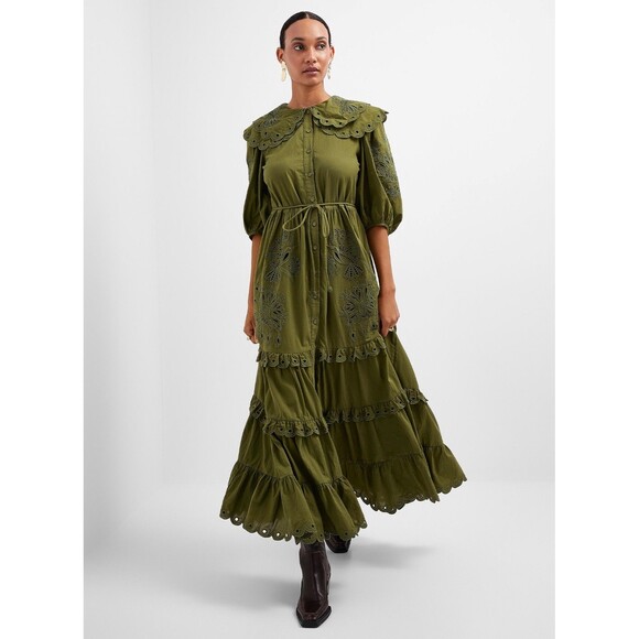 Farm Rio Dresses & Skirts - FARM RIO Humming Bird Richelieu Tiered Maxi Dress Size M NWT Green Forest Fairy